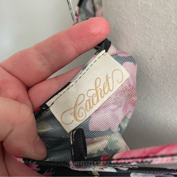 Vintage Cachet 90's Y2K Floral Lingerie Slip Dress Lace Trim Midi Length - Picture 4 of 7